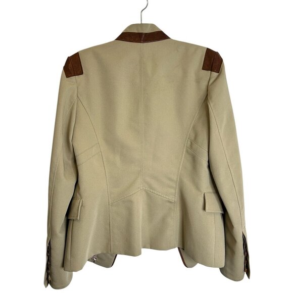Blink Women's Tan Cotton Equestrian Coat Jacket S‎ Leather Trim Dressage Show - Picture 2 of 10